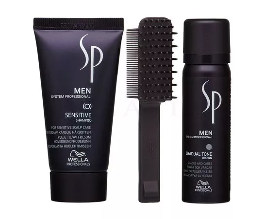Набор для ухода и камуфлирования седины Чёрный и Коричневый Wella SP Men Gradual Tone Black & Brown