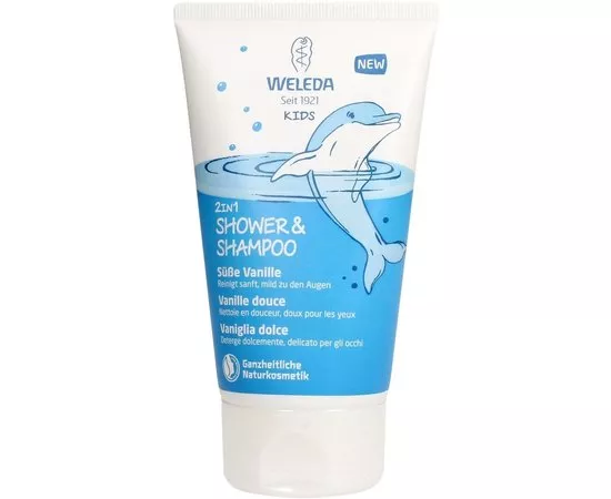 Детский шампунь-гель для волос и тела Ваниль Weleda Kids 2in1 Shower & Shampoo Sube Vanille, 150 ml