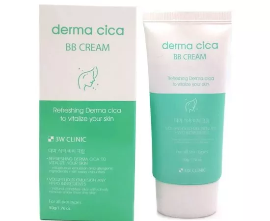 BB Крем для обличчя освіжаючий із центели азіатської 3W CLINIC Derma Cica BB Cream, 50 мл, фото 