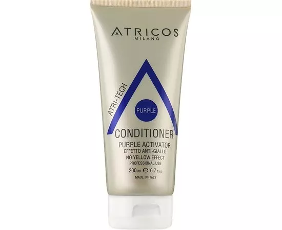 Кондиционер Пурпурный активатор для светлых и седых волос Atricos Purple Activator No Yellow Effect Conditioner, 200 ml