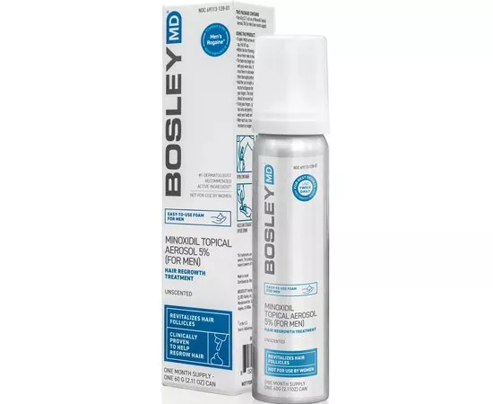 Пена с миноксидилом 5% для восстановления роста волос у мужчин Bosley Minoxidil Topical Aerosol 5% for Men, 60 g