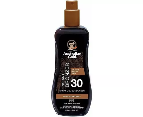 Australian Gold SPF 30 Spray Gel Instant Bronzer Спрей-гель з бронзатором, фото 