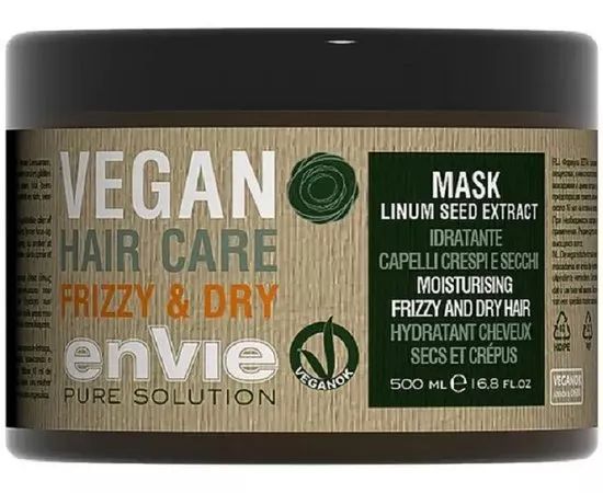 Увлажняющая маска для сухих и вьющихся волос Envie Vegan Linum Seed Extract Frizzy and Dry Mask, 500 ml