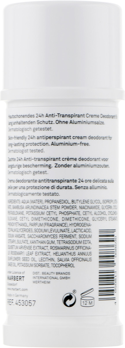 Кремовый дезодорант без алюминия Marbert Body Care Bath & Body Sensitive Aluminium-free Cream Deodorant, 40 ml, изображение 2