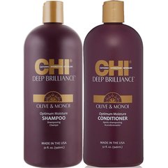 Набор для гладкости и блеска волос CHI Deep Brilliance Olive & Monoi Big Kit