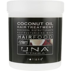 Масло кокоса Маска для восстановления структуры волос Rolland UNA Hair Food Coconut Oil Restorative Conditioner, 1000 ml