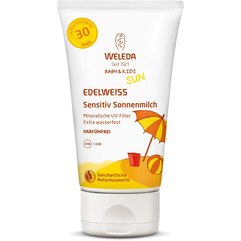 Weleda Sun Edelweiss Sensitiv Sonnenmilch SPF30 Едельвейс сонцезахисний молочко для чутливої шкіри, 150 мл, фото 