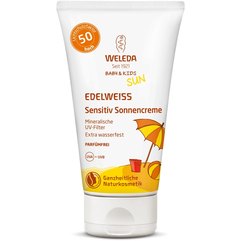 Weleda Sun Edelweiss Sensitiv Sonnencreme SPF50 Едельвейс сонцезахисний крем для чутливої шкіри, 50 мл, фото 