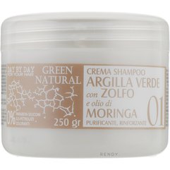 Крем-шампунь с зеленой глиной, биосерой и маслом моринги Alan Jey Green Natural Cream-Shampoo, 250 ml