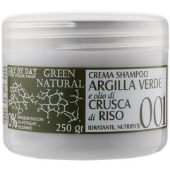 Крем-шампунь із зеленою глиною та олією рисових висівок Alan Jey Green Natural Cream-Shampoo, 250 ml, фото 