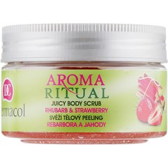 Dermacol Aroma Ritual Juicy Body Scrub Пілінг для тіла розгладжує Ревінь і Полуниця, 200 г, фото 