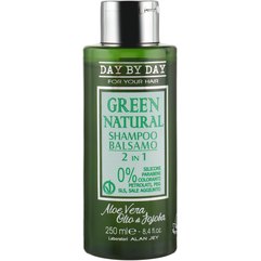 Шампунь-бальзам 2 в 1 з маслом жожоба та алое віра Alan Jey Green Natural Shampoo-Balsam, 250 ml, фото 