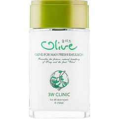 Емульсія для обличчя, що зволожує для чоловіків з маслом 3W CLINIC Olive For Man Fresh Emulsion, 150 мл, фото 