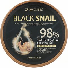 Многофункциональный гель с муцином черного улитки 3W CLINIC Black Snail Real Natural Soothing Gel 98%, 300 мл, фото 