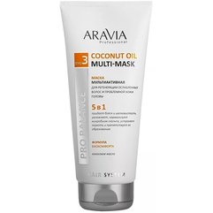Маска мультиактивна 5 в 1 для регенерації ослабленого волосся та проблемної шкіри голови Aravia Professional Coconut Oil Multi-Mask, 200 ml, фото 