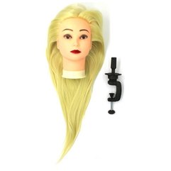 Голова учебная парикмахерская с искусственными волосами блонд 50-55 см + штатив SPL  518/C-613