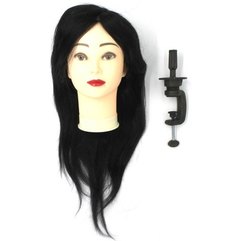 Голова учебная парикмахерская с натуральными волосами брюнет 50-55 см + штатив SPL 518/A-1