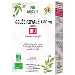 Харчова добавка Маточне молочко та ацеролу Gelee Royale Bio 1500 mg, 20 Vials, фото 