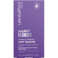 Тонуючі фіолетові шоти для освітленого волосся Lee Stafford Bleach Blondes Purple Toning Hot Shots, 4х15 ml, фото 