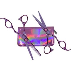 Набор парикмахерских ножниц Silk Cut ThinkPink 2023 neon purple LE Olivia Garden