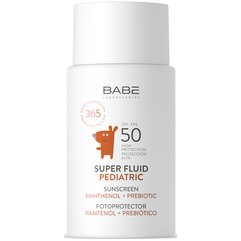 Дитячий сонцезахисний супер флюїд  з пантенолом і пребіотиком Babe Laboratorios Pediatric Super Fluid Sunscreen SPF50, 50 ml, фото 