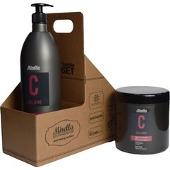 Набір шампунь і маска для фарбованого волосся з поршнем і щіткою для шампунування Mirella Professional C Colore Kit, фото 