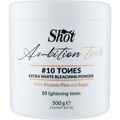 Экстра белый обесцвечивающий порошок для волос Shot Ambition Tech 10 Tones Extra White Bleaching Powder, 500 g