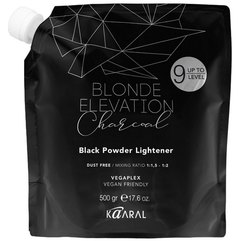 Чорна освітлююча пудра для волосся до 9 рівня Kaaral Blonde Elevation Charcoal Black Lightener Powder, 500 g, фото 