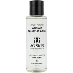 Лосьйон з азелаїновою кислотою AG Skin 3 Step Acid System For Acne Sos Lotion Azelaic Salicylic Acids, 100 ml, фото 