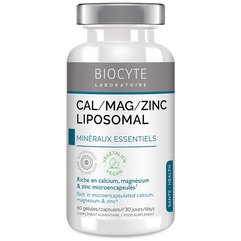 Вітаміни для зміцнення кісток, нервової системи та когнітивної функції Biocyte Cal/Mag/Zinc Liposomal, 60caps, фото 