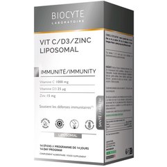 Дієтична добавка для підтримки імунної системи Biocyte Vit C-D3-Zink Liposomal, 14 sticks, фото 
