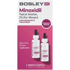 Раствор с миноксидилом 2% для восстановления роста волос у женщин Bosley Hair Regrowth Treatment Minoxidil 2% Topical Solution, 2x60 ml
