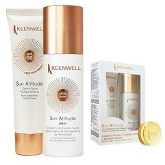 Keenwell Набір Мультиактивний сонцезахисний крем для обличчя SPF50 + Зволожуюча емульсія-спрей після засмаги, фото 