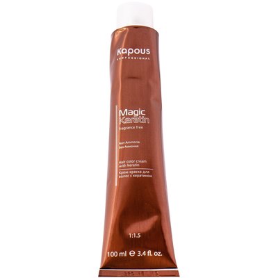 Kapous Professional Fragrance Free"Non Ammonia". Magic Keratin - Крем-фарба для волосся без амонію 1: 1,5, 100 мл, фото 