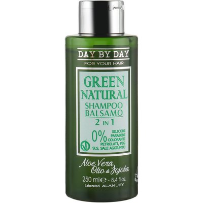 Шампунь-бальзам 2 в 1 с маслом жожоба и алоэ вера Alan Jey Green Natural Shampoo-Balsam, 250 ml