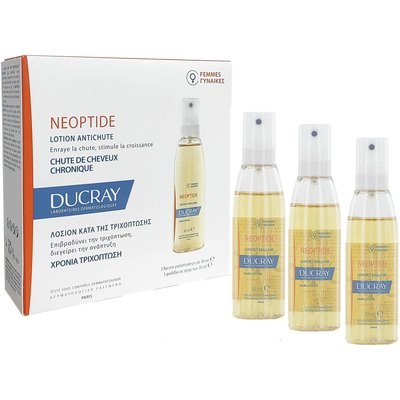 Ducray Neoptide Anti-Hair Loss Lotion Лосьон проти хронічного випадіння волосся для жінок, 3 х 30 мл, фото 