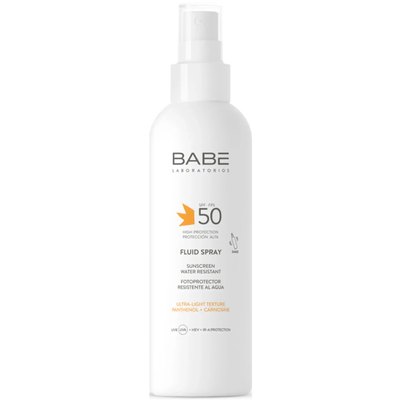 Сонцезахисний водостійкий флюїд-спрей для тіла Babe Laboratorios Sunscreen Water Resistant Fluid Spray SPF50, 200 ml, фото 