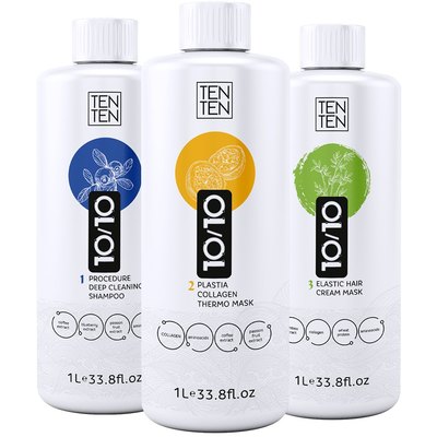 Набір для випрямлення і відновлення волосся Ten Ten 10/10 Plastia Collagen Kit, фото 