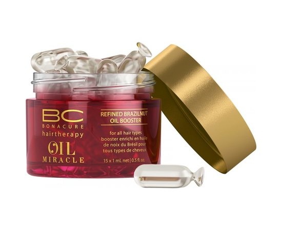 Активатор концентрат масла бразильского ореха Schwarzkopf Professional Oil Miracle Refined Brazilnut Oil Booster, 15x1 ml, изображение 2 Активатор концентрат масла бразильского ореха Schwarzkopf Professional Oil Miracle Refined Brazilnut Oil Booster, 15x1 ml, изображение 2