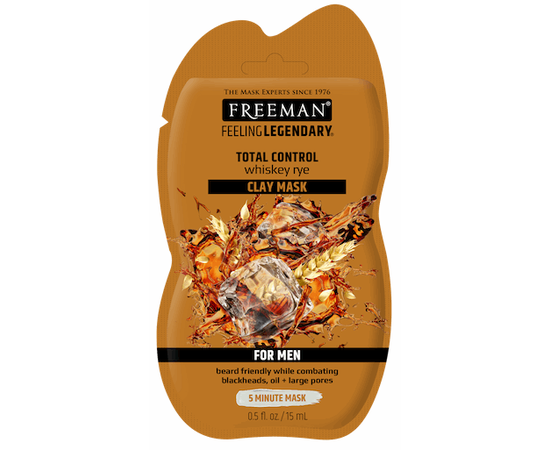 Freeman Feeling Beautiful Маска для чоловіків Комплексний контроль Житній віскі, 6 шт х 15 мл, фото 