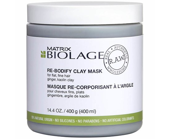 Маска с глиной для объема тонких волос Biolage R.A.W. Re-Bodify Clay Mask, 400 ml