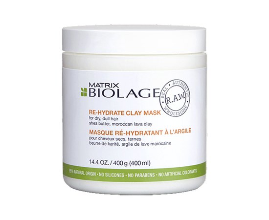 Маска с глиной для питания сухих волос Biolage R.A.W. Re-Hydrate Clay Mask, 400 ml