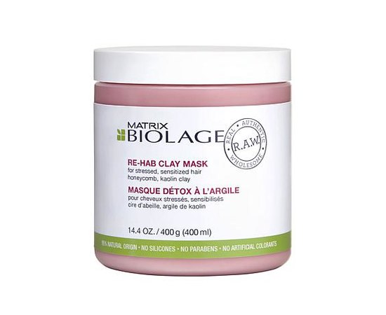 Маска с глиной для восстановления поврежденных волос Biolage R.A.W. Re-Hab Clay Mask, 400 ml
