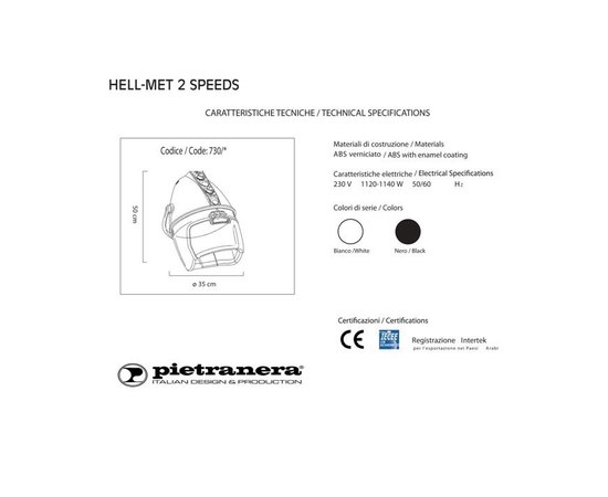 Сушуар парикмахерский 2-х скоростной Pietranera Hell-Met, изображение 5