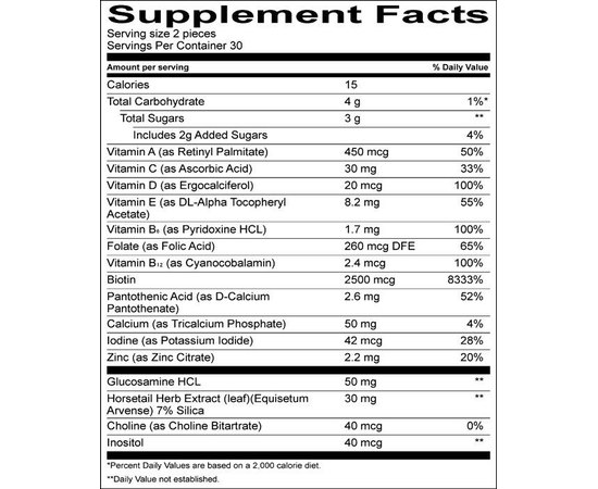 Витамины жевательные диетическая добавка Hairfinity Candilocks Chewable Hair Vitamins, 60 шт, изображение 2