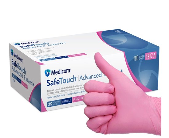 Перчатки нитриловые без пудры розовые Medicom, 100 шт