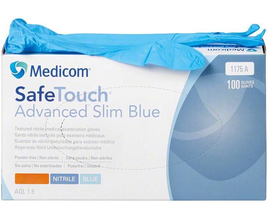 Перчатки нитриловые без пудры синие Medicom, 100 шт, изображение 2