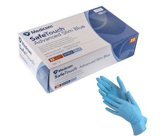 Перчатки нитриловые без пудры синие Medicom, 100 шт