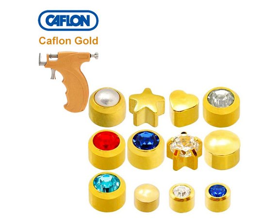 Caflon Gold Mix Сережки для проколу асорті, 12 пар, фото 