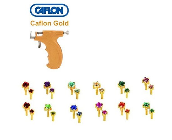 Серьги для прокола ассорти в крапане мини и средние Caflon Gold Mix Claw Set, 24 пары